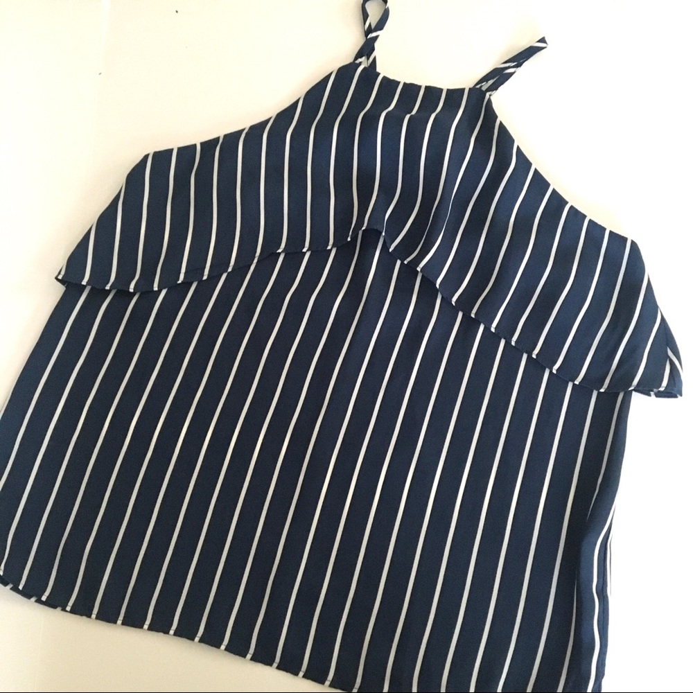 Navy blue white stripe tank sz M